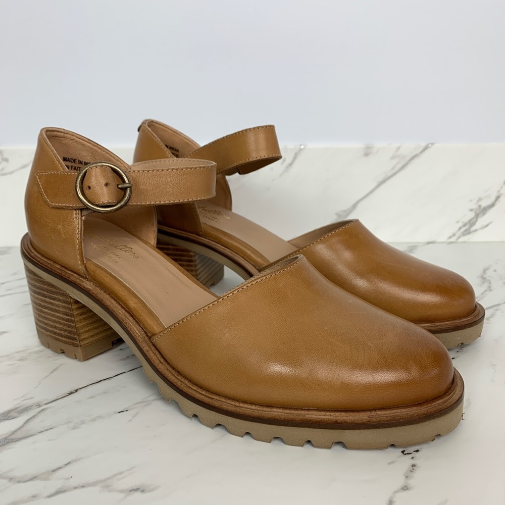 Anthropologie Seychelles Womens 8 New Lock and Key Mary Jane Heels Honey Leather